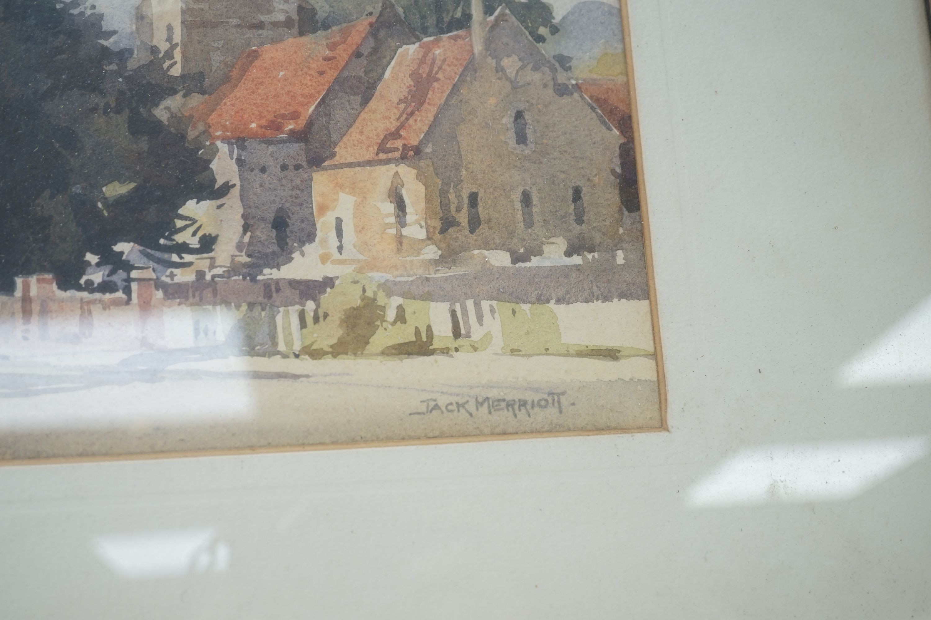 Jack Merriott (1901-1968), watercolour, 'A Sussex Church', signed, 27 x 35cm